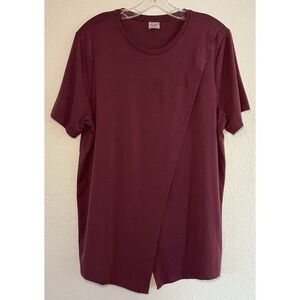 Athleta Burgundy Split-Back Athletic T-Shirt Breathable Performance Top Size LG